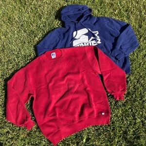 90s Russel Crewneck and Starter hoodie